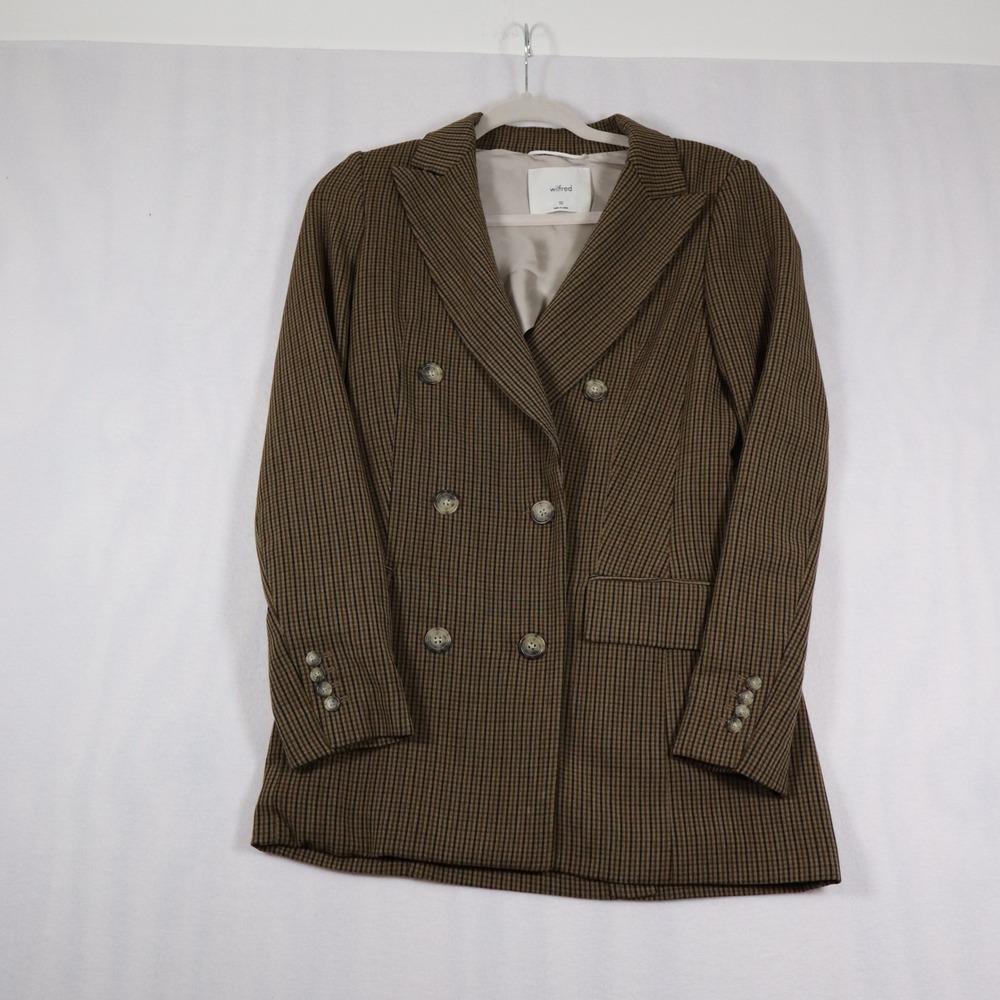 Wilfred Aritzia Maragaux Plaid Blazer Size 00 Brown Dark Academia Business Fall